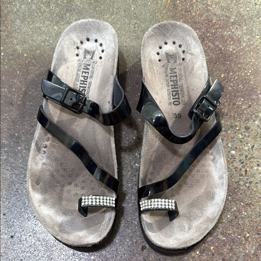 Mephisto Black Sandals Comfortable Slip-On